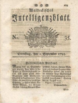 No. 35, Dienstag, den 1. September 1795