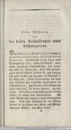 Erster Abschnitt, von der besten Beschaffenheit eines Küchengartens