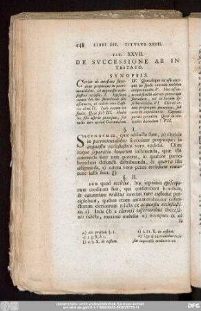 Tit. XXVII. De Successione Ab Intestato.