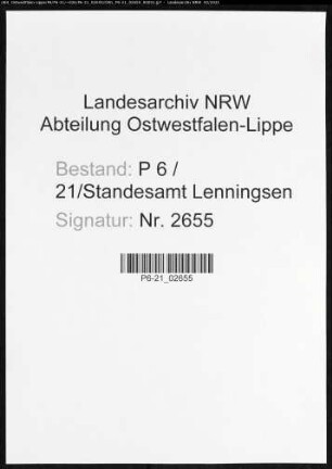 Sterberegister Standesamt Lenningsen