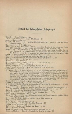 Inhalt des siebenzehnten Jahrganges