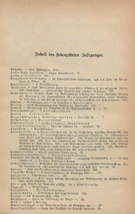 Inhalt des siebenzehnten Jahrganges