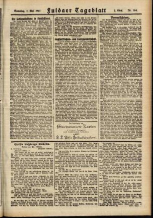 Zweite Ausgabe vom Samstag, den 07. Mai 1921.