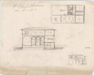 Hildebrand, Adolf von; Nemisee (Latium, Italien); Hausentwürfe - Grundriss, Schnitt, Studie