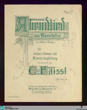 Abendlied : aus Blanscheflur; für mittlere Stimme mit Klavierbegleitung