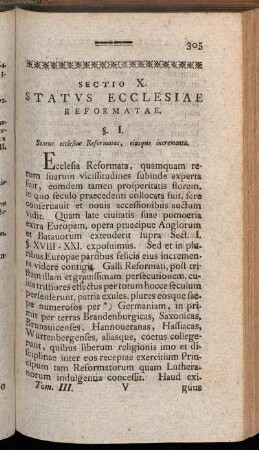 Sectio X. Status Ecclesiae Reformatae.