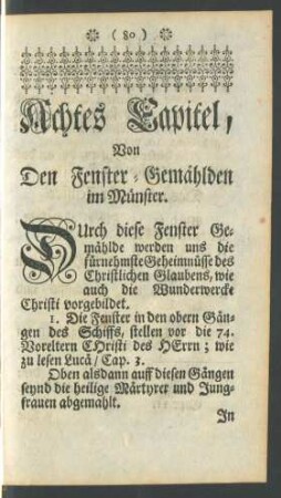 Achtes Capitel, Von Den Fenster-Gemählden im Münster