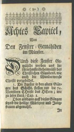 Achtes Capitel, Von Den Fenster-Gemählden im Münster