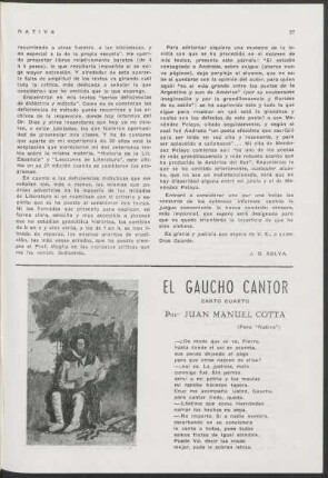 El gaucho cantor : Canto cuarto