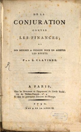 De le Conjuration contre les finances