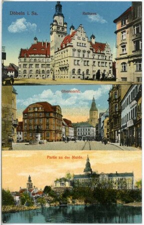 Döbeln. Rathaus und Obermarkt