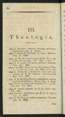 III. Theologia