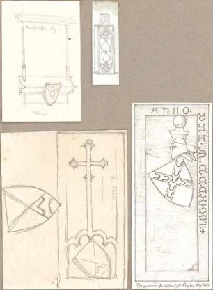 Hoffstadt, Friedrich; Kassette 4: Mappe IX.1, Grabsteine und Monumente (1304-1311) - u. a. Kloster Kastl (Ansicht, Perspektive, Details)
