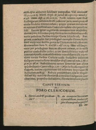 Caput Tertium. De Foro Clericorum.