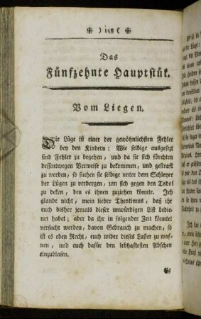 Das Fünfzehnte Hauptstük. Vom Liegen.
