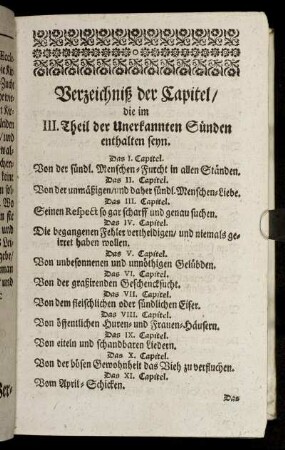 Verzeichniß der Capitel/