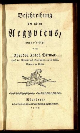 Beschreibung des alten Aegyptens