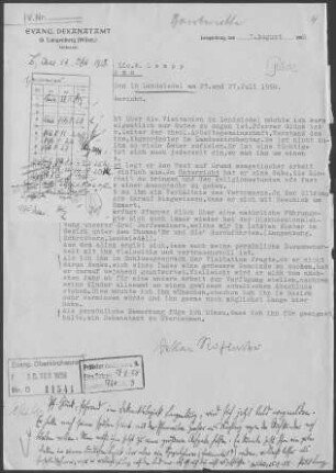 Lendsiedel: Visitationsbericht mit Pfarrbericht 1958
