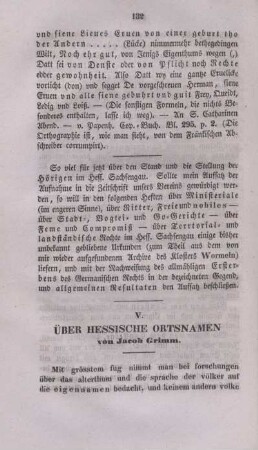 V. Über hessische Ortsnamen.