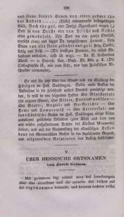 V. Über hessische Ortsnamen.