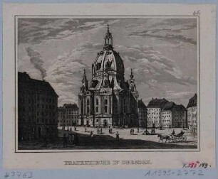 Dresden, die Frauenkirche auf dem Neumarkt von Südwesten, aus Schiffners Beschreibung von Sachsen um 1840