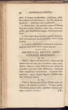 Caput XIV. Generales Motus Adfectiones Recenset