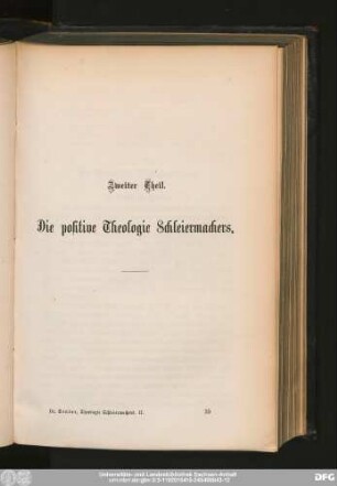 Zweiter Theil. Die positive Theologie Schleiermachers.