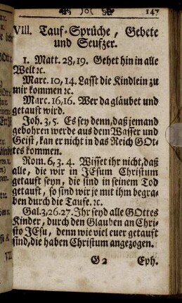 VIII. Tauf-Sprüche, Gebete und Seufzer.