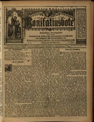 Erste Ausgabe vom Sonntag, den 16. März 1913.