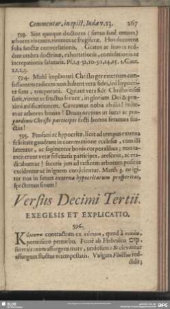 Versus Decimi Tertii Exegesis Et Explicatio