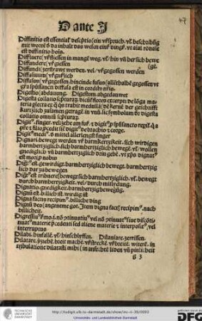 Diffinitio est essentialis descriptio, ein usspruch vel beschribung mit worten der da inhalt das wesen einß dingß, ut animalis rationale est diffinitio hominis.