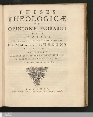 Theses Theologicae De Opinione Probabili