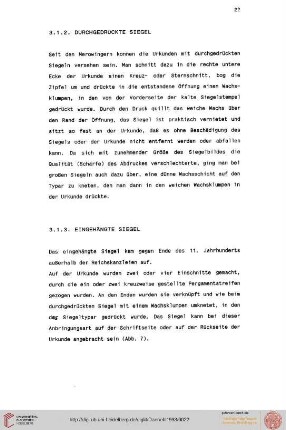 3.1.2. Durchgedrückte Siegel; 3.1.3. Eingehängte Siegel