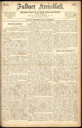 Ausgabe vom Samstag, den 07. September 1878.