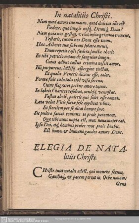 Elegia De Natalitiis Christi