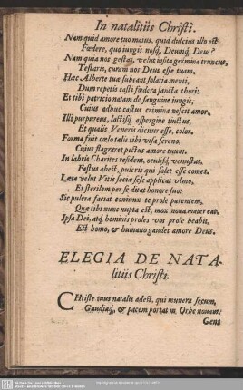 Elegia De Natalitiis Christi