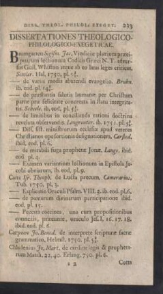 Dissertationes Theologico-Philologico-Exegeticae