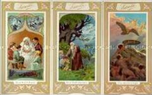 Komplette Serie Sammel-Karten mit Motiven deutscher Sagen und rückseitiger "Sarotti"-Werbung (6 Stück) - Sachkonvolut