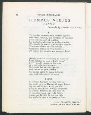 Tiempos viejos : Tango. Copyright by Editorial Pirovano