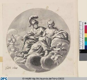 Kassel, Vorgemach der Landgräfin: Mars und Venus (?) mit Putten auf Wolken