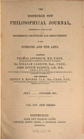 The Edinburgh new philosophical journal. 14. 1861