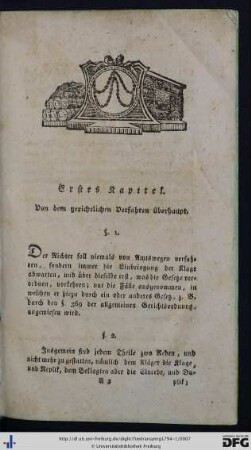Erstes Kapitel. Von dem gerichtlichen Verfahren überhaupt.