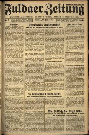 Ausgabe vom Samstag, den 20. Januar 1934.