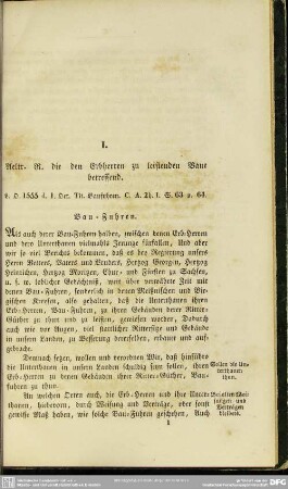 I. Aeltr. R. die den Erbherren zu leistenden Baue betreffend. Bau-Fuhren