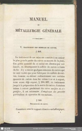 V. Traitement Des Minerais De Cuivre
