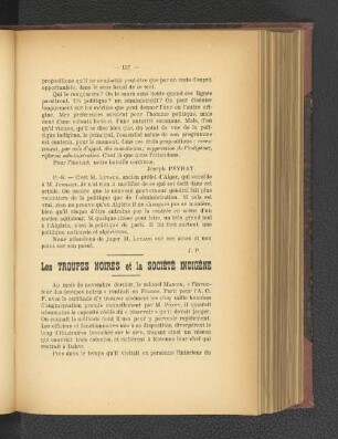 Les Troupes Noires et la Société Indigène.