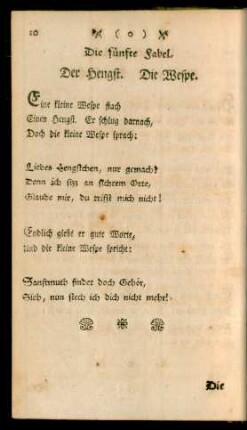 Die fünfte Fabel. Der Hengst. Die Wespe