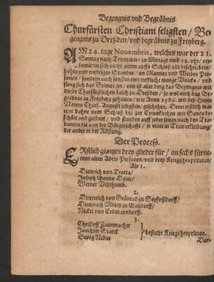 Churfürsten Christiani seligsten/ Begengnis zu Dreßden/ und begräbnis zu Freyberg.