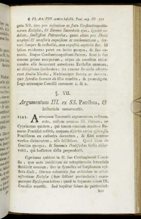 §. VII. Argumentum III. ex SS. Patribus, & historicis monumentis.