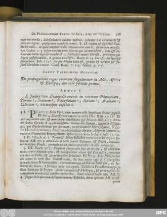 Caput Vigesimum Octavum. De propagatione regni coelorum singulariter in Asia, Africa & Europa, durante periodo prima.